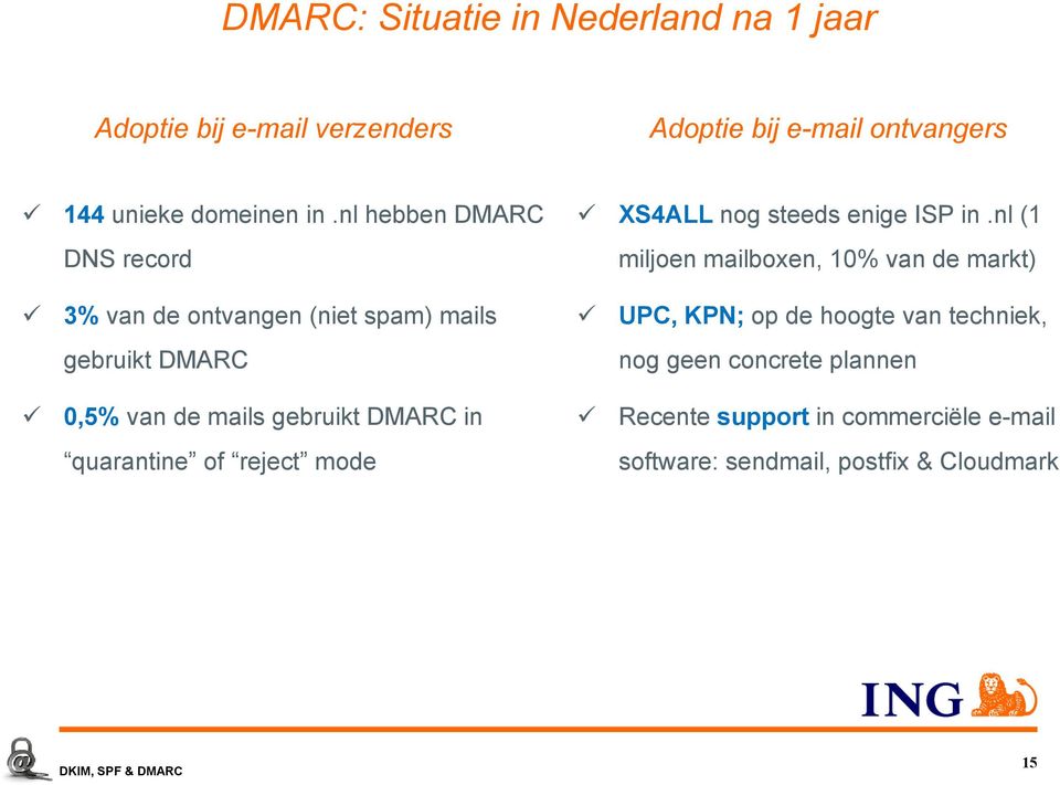 nl (1 miljoen mailboxen, 10% van de markt) 3% van de ontvangen (niet spam) mails UPC, KPN; op de hoogte van techniek,