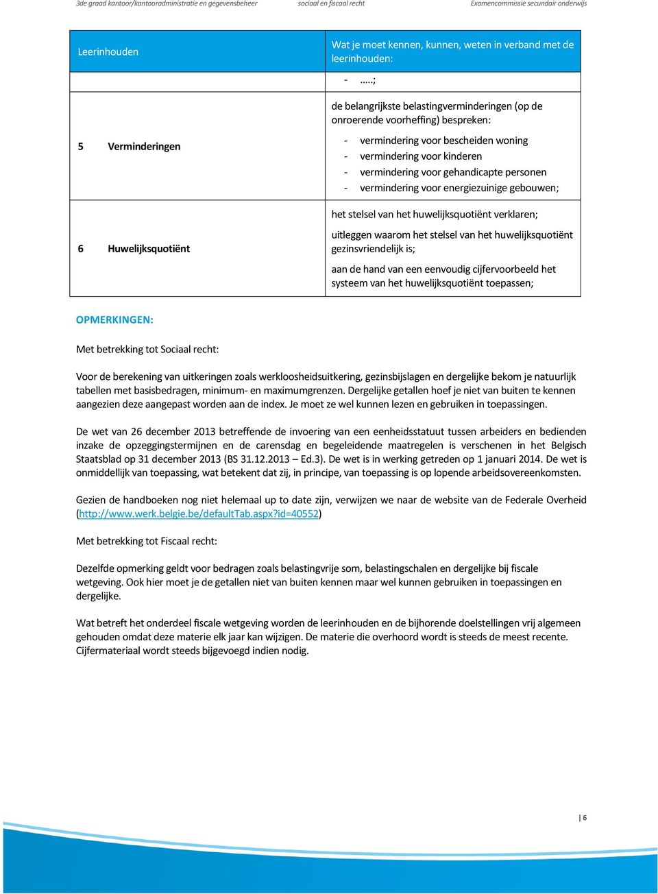 vermindering voor energiezuinige gebouwen; het stelsel van het huwelijksquotiënt verklaren; uitleggen waarom het stelsel van het huwelijksquotiënt gezinsvriendelijk is; aan de hand van een eenvoudig