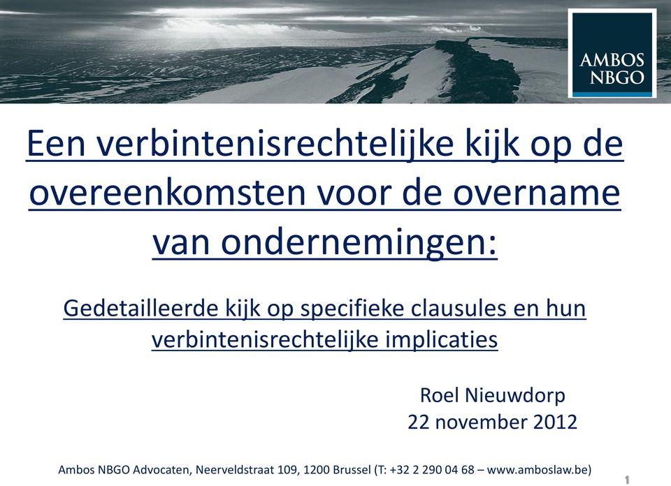 verbintenisrechtelijke implicaties Roel Nieuwdorp 22 november 2012 Ambos