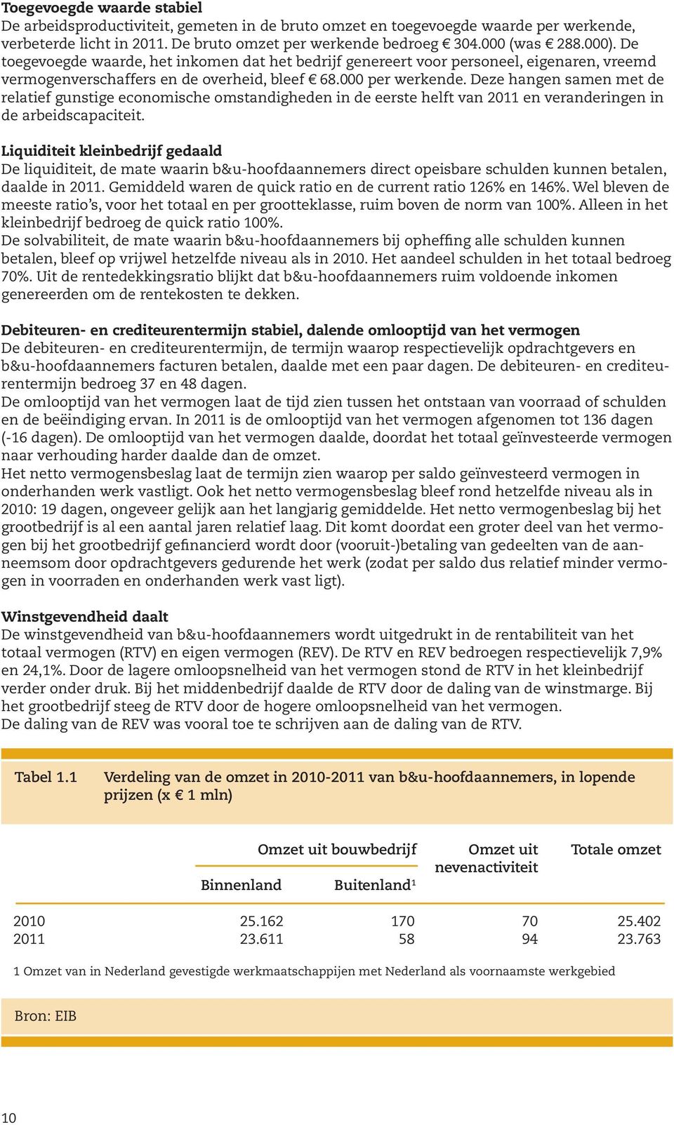 Deze hangen samen met de relatief gunstige economische omstandigheden in de eerste helft van 2011 en veranderingen in de arbeidscapaciteit.