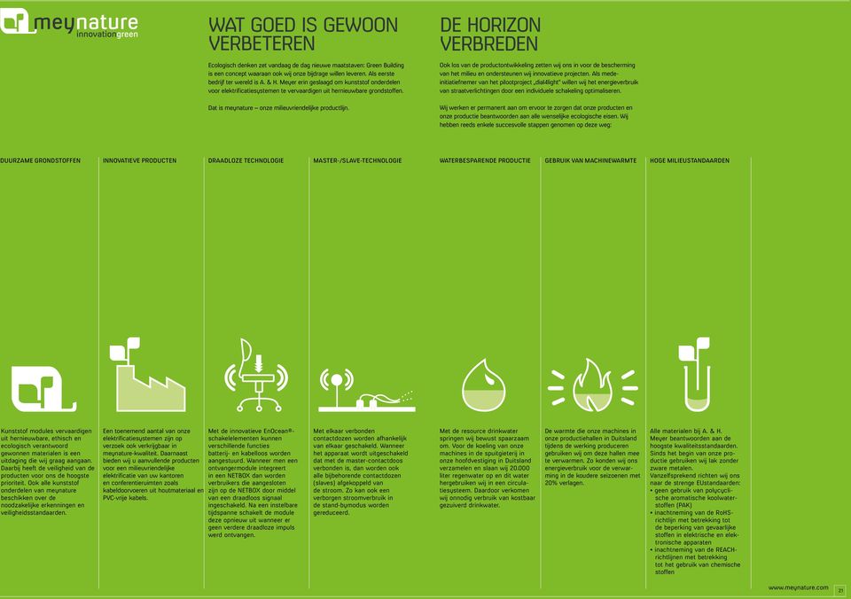 DE HORIZON VERBREDEN Ook los van de productontwikkeling zetten wij ons in voor de bescherming van het milieu en ondersteunen wij innovatieve projecten.