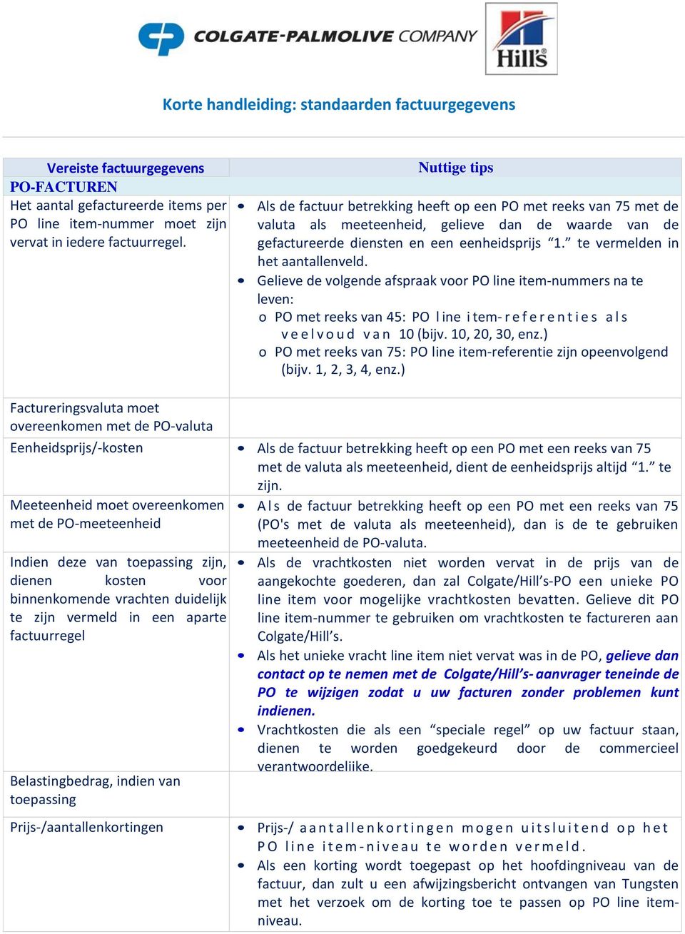 Gelieve de volgende afspraak voor PO line item-nummers na te leven: o PO met reeks van 45: PO l ine i tem- r e f e r e n t i e s a l s v e e l v o u d v a n 10 (bijv. 10, 20, 30, enz.