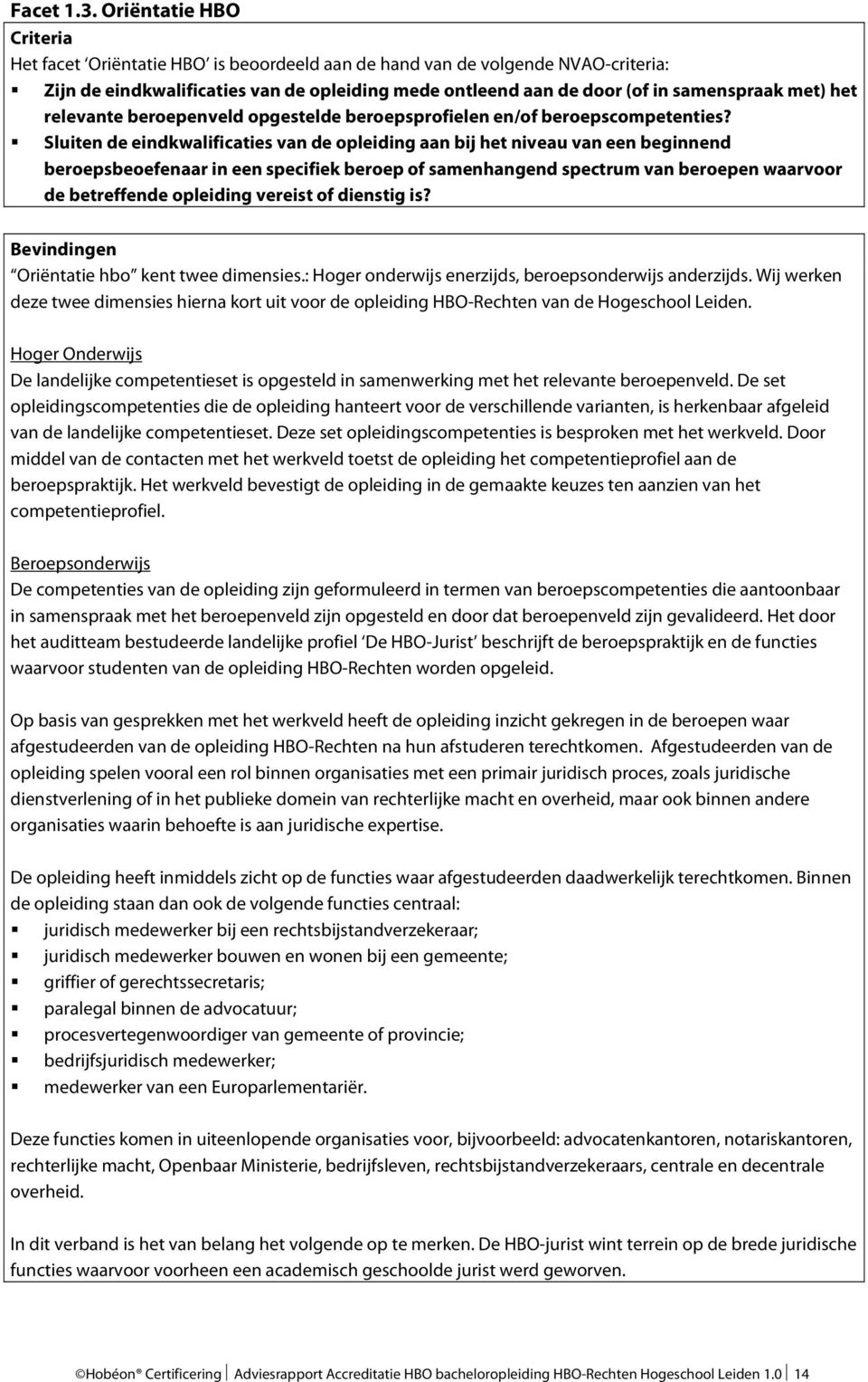 het relevante beroepenveld opgestelde beroepsprofielen en/of beroepscompetenties?