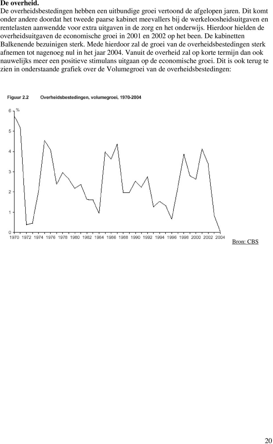 Hierdoor hielden de overheidsuitgaven de economische groei in 2001 en 2002 op het been. De kabinetten Balkenende bezuinigen sterk.