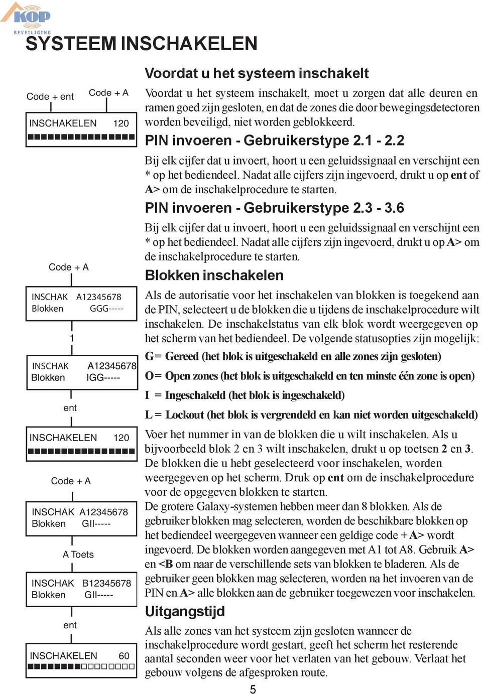 worden beveiligd, niet worden geblokkeerd. PIN invoeren - Gebruikerstype 2.1-2.2 Bij elk cijfer dat u invoert, hoort u een geluidssignaal en verschijnt een * op het bediendeel.