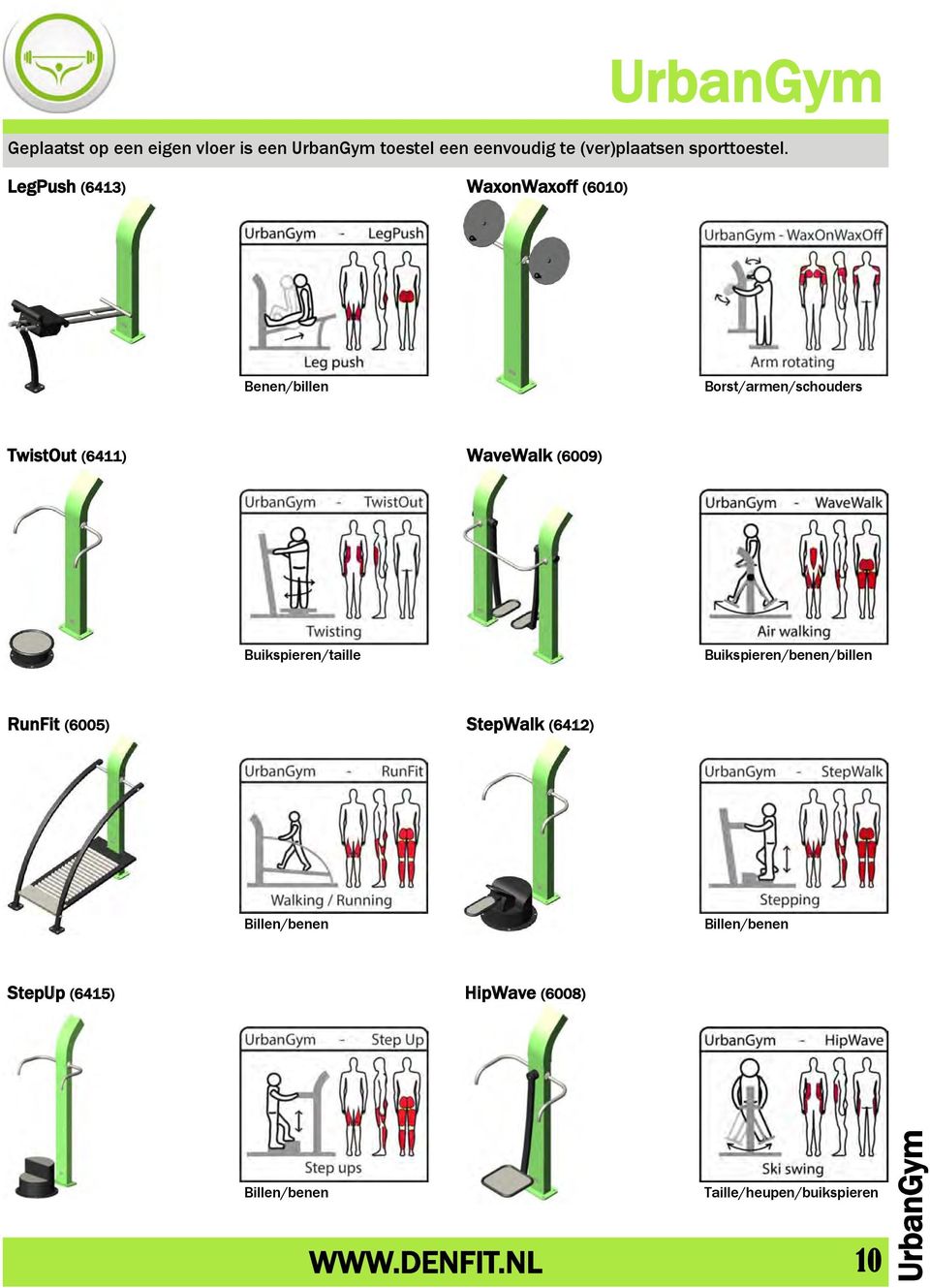 LegPush (6413) WaxonWaxoff (6010) Benen/billen Borst/armen/schouders TwistOut (6411) WaveWalk