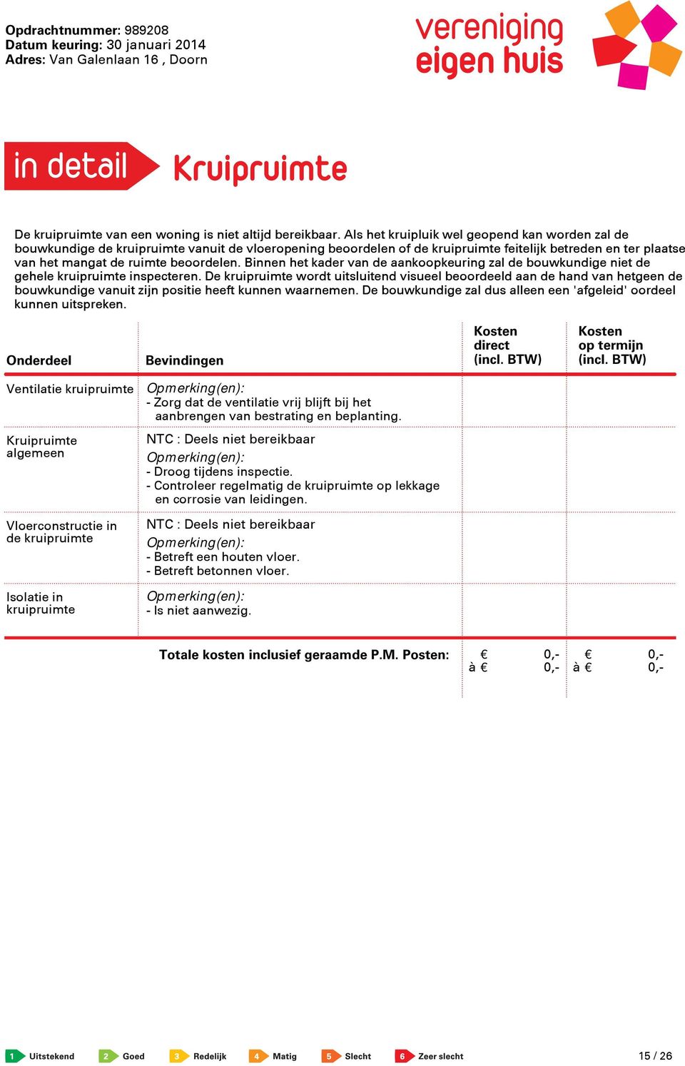 Binnen het kader van de aankoopkeuring zal de bouwkundige niet de gehele kruipruimte inspecteren.