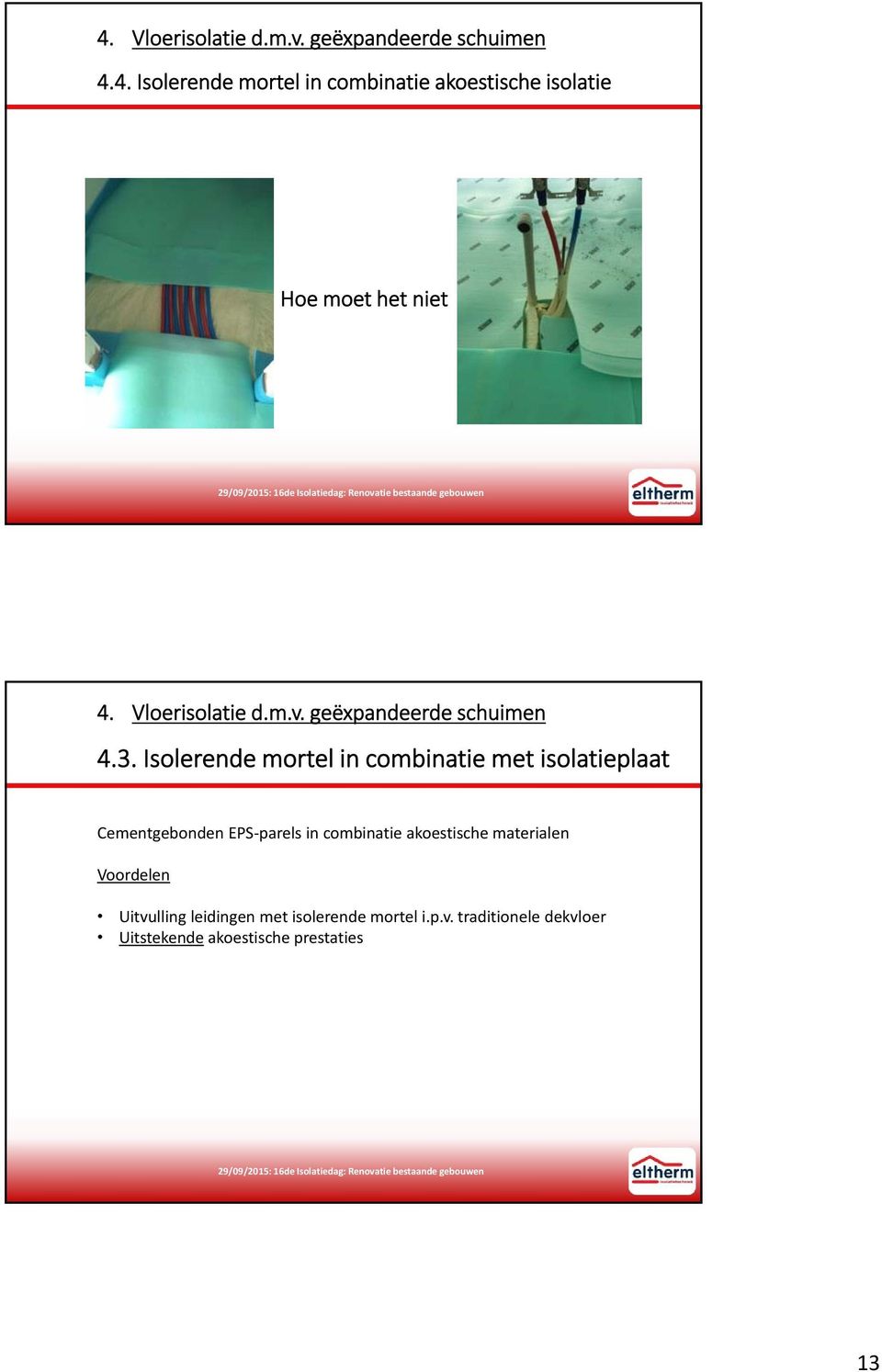 Isolerende mortel in combinatie met isolatieplaat Cementgebonden EPS parels in combinatie