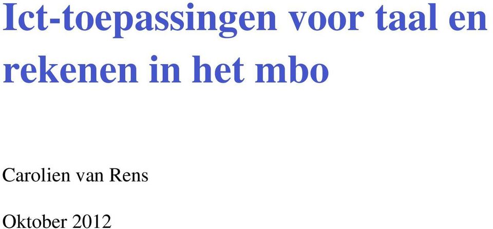 rekenen in het mbo