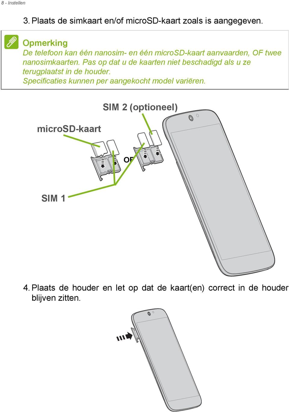 Pas op dat u de kaarten niet beschadigd als u ze terugplaatst in de houder.