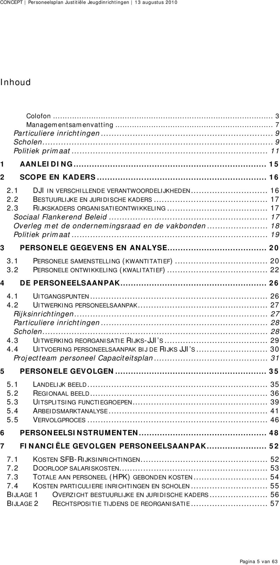 .. 17 Overleg met de ondernemingsraad en de vakbonden... 18 Politiek primaat... 19 3 PERSONELE GEGEVENS EN ANALYSE... 20 3.1 PERSONELE SAMENSTELLING (KWANTITATIEF)... 20 3.2 PERSONELE ONTWIKKELING (KWALITATIEF).