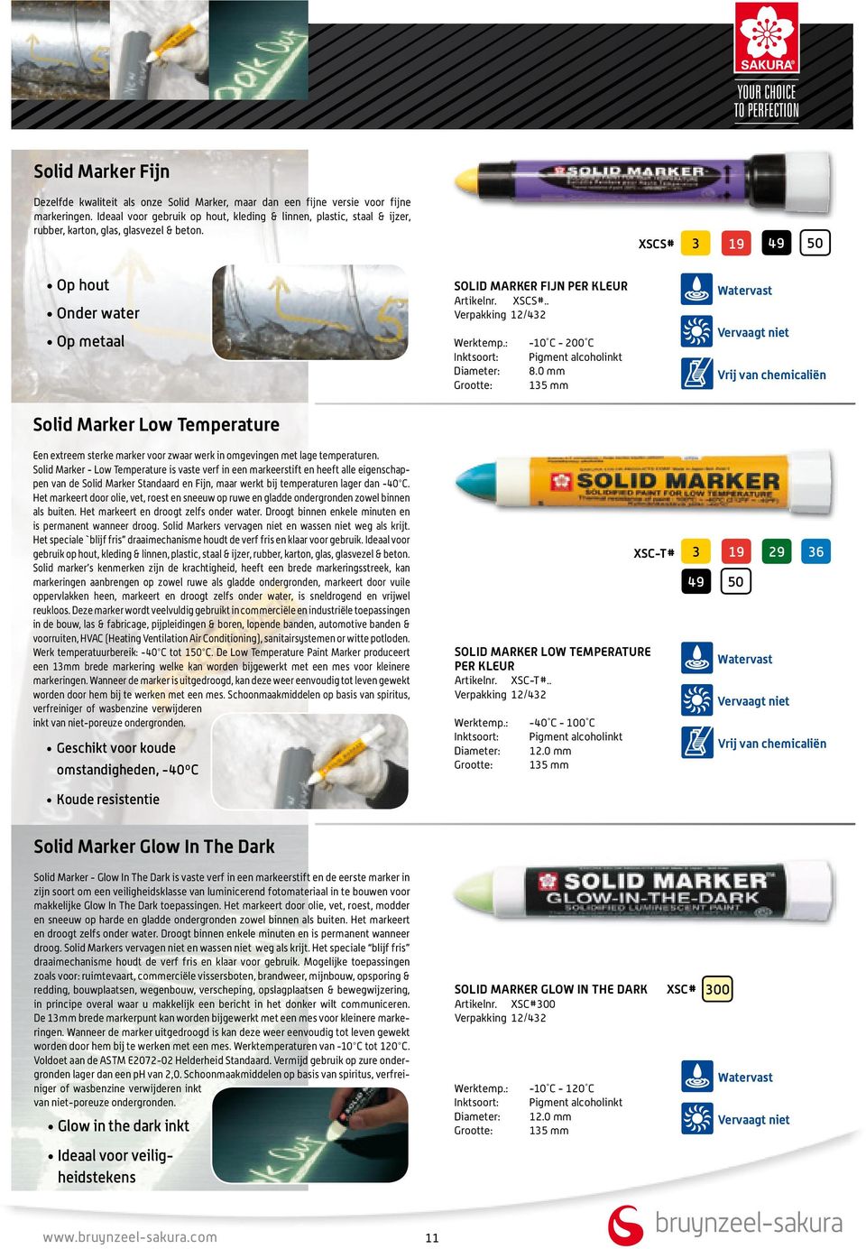 : -10 C - 200 C Inktsoort: Pigment alcoholinkt Diameter: 8.