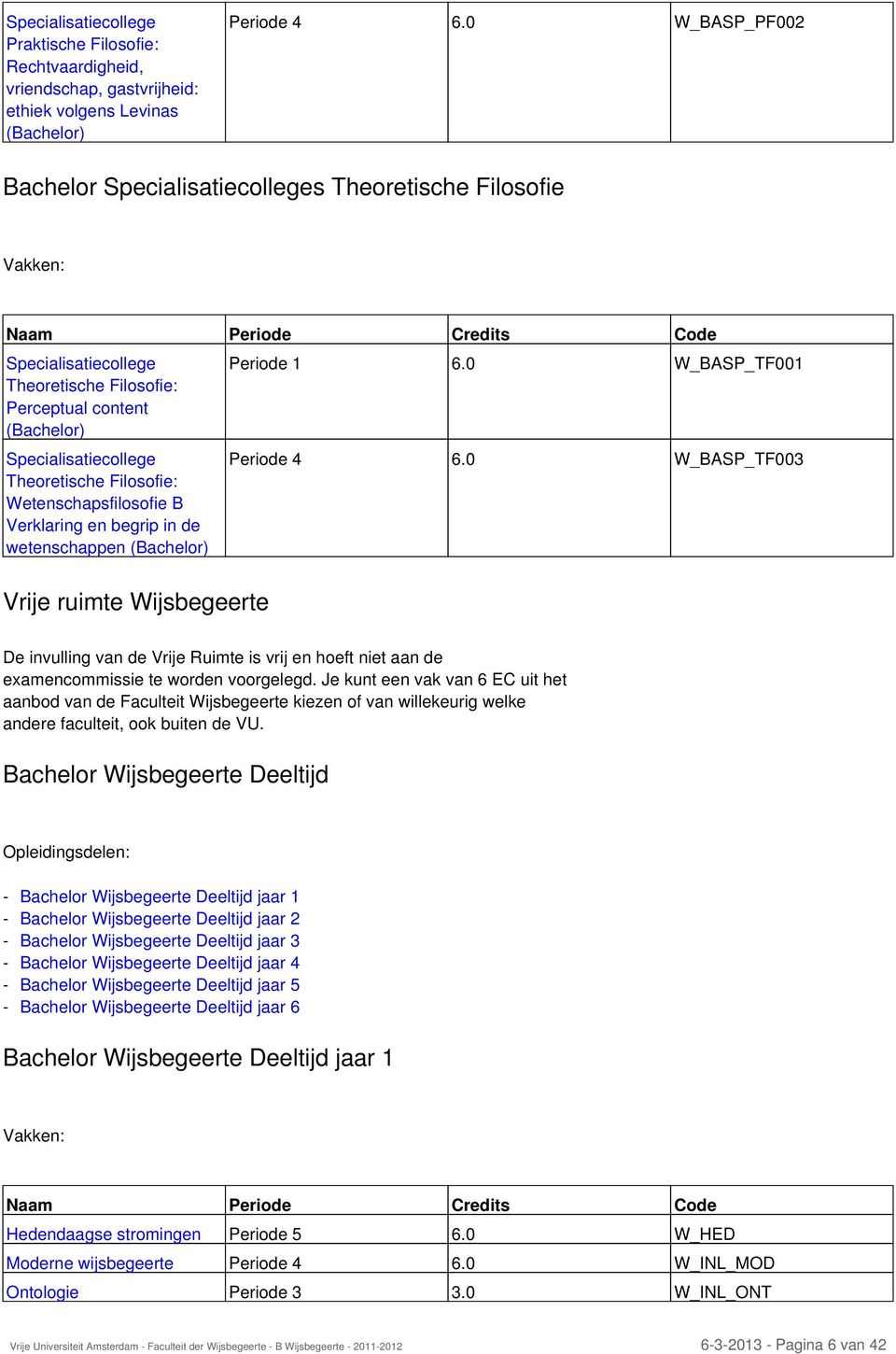 Wijsbegeerte Periode 1 6.0 W_BASP_TF001 Periode 4 6.0 W_BASP_TF003 De invulling van de Vrije Ruimte is vrij en hoeft niet aan de examencommissie te worden voorgelegd.