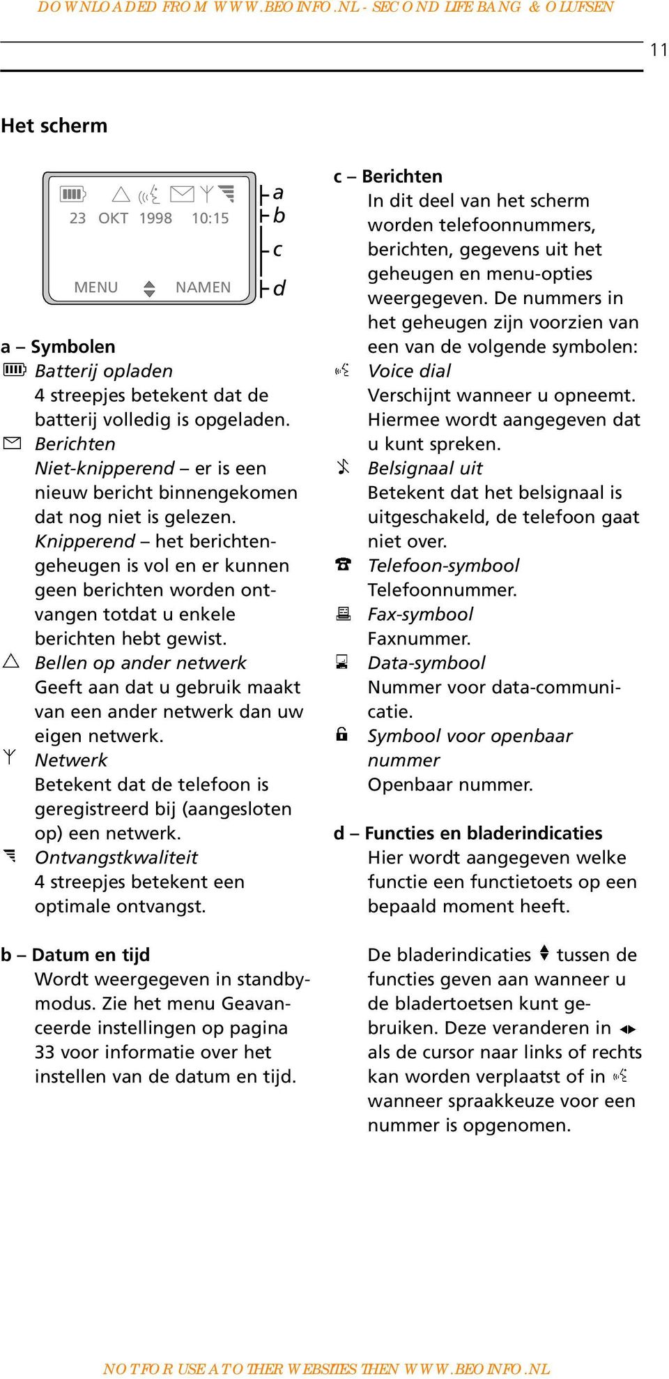 Knipperend het berichtengeheugen is vol en er kunnen geen berichten worden ontvangen totdat u enkele berichten hebt gewist.