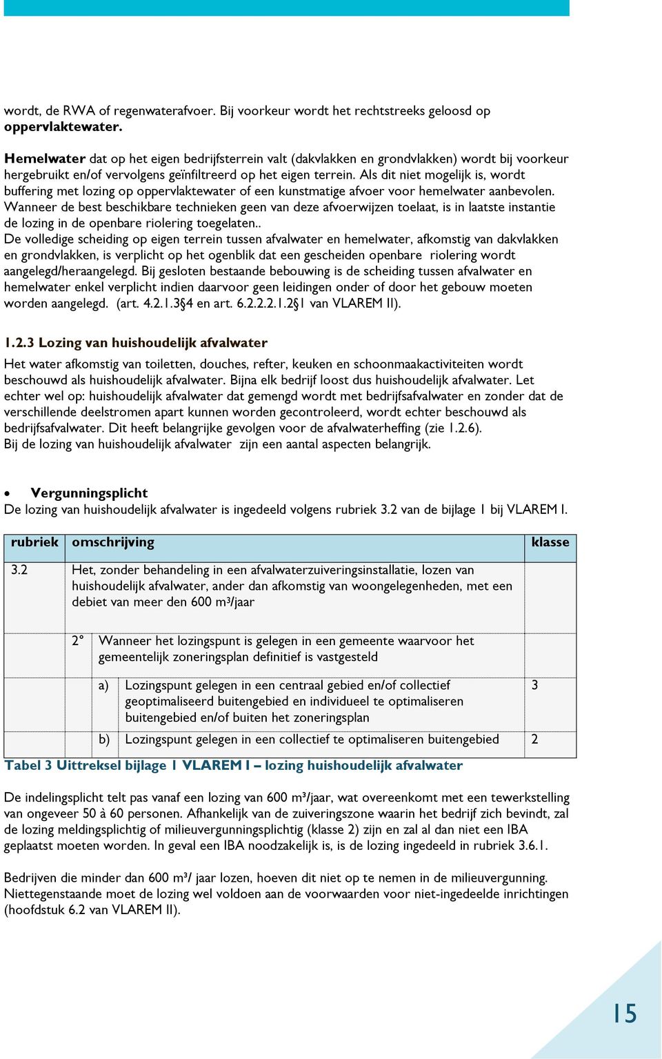 Als dit niet mogelijk is, wordt buffering met lozing op oppervlaktewater of een kunstmatige afvoer voor hemelwater aanbevolen.