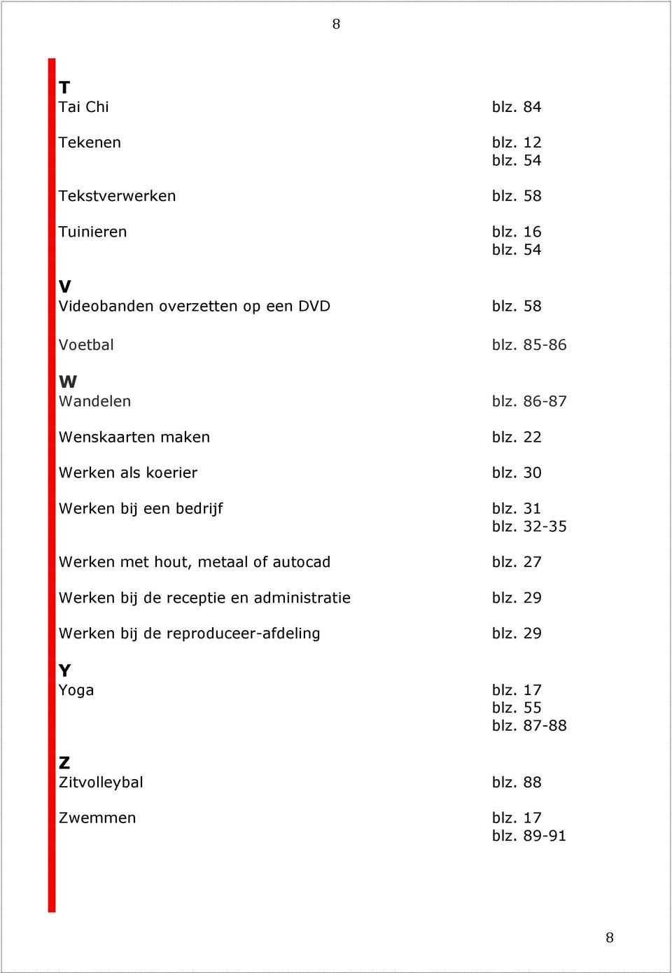 22 Werken als koerier blz. 30 Werken bij een bedrijf blz. 31 blz. 32-35 Werken met hout, metaal of autocad blz.