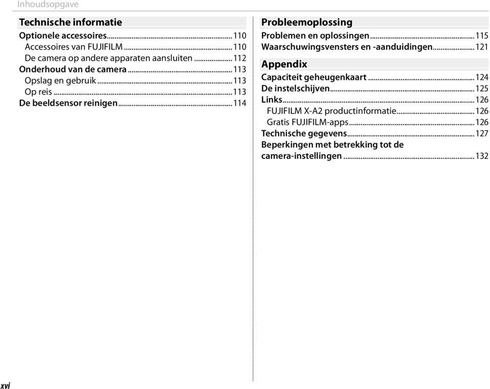 ..114 Probleemoplossing Problemen en oplossingen...115 Waarschuwingsvensters en -aanduidingen...121 Appendix Capaciteit geheugenkaart.