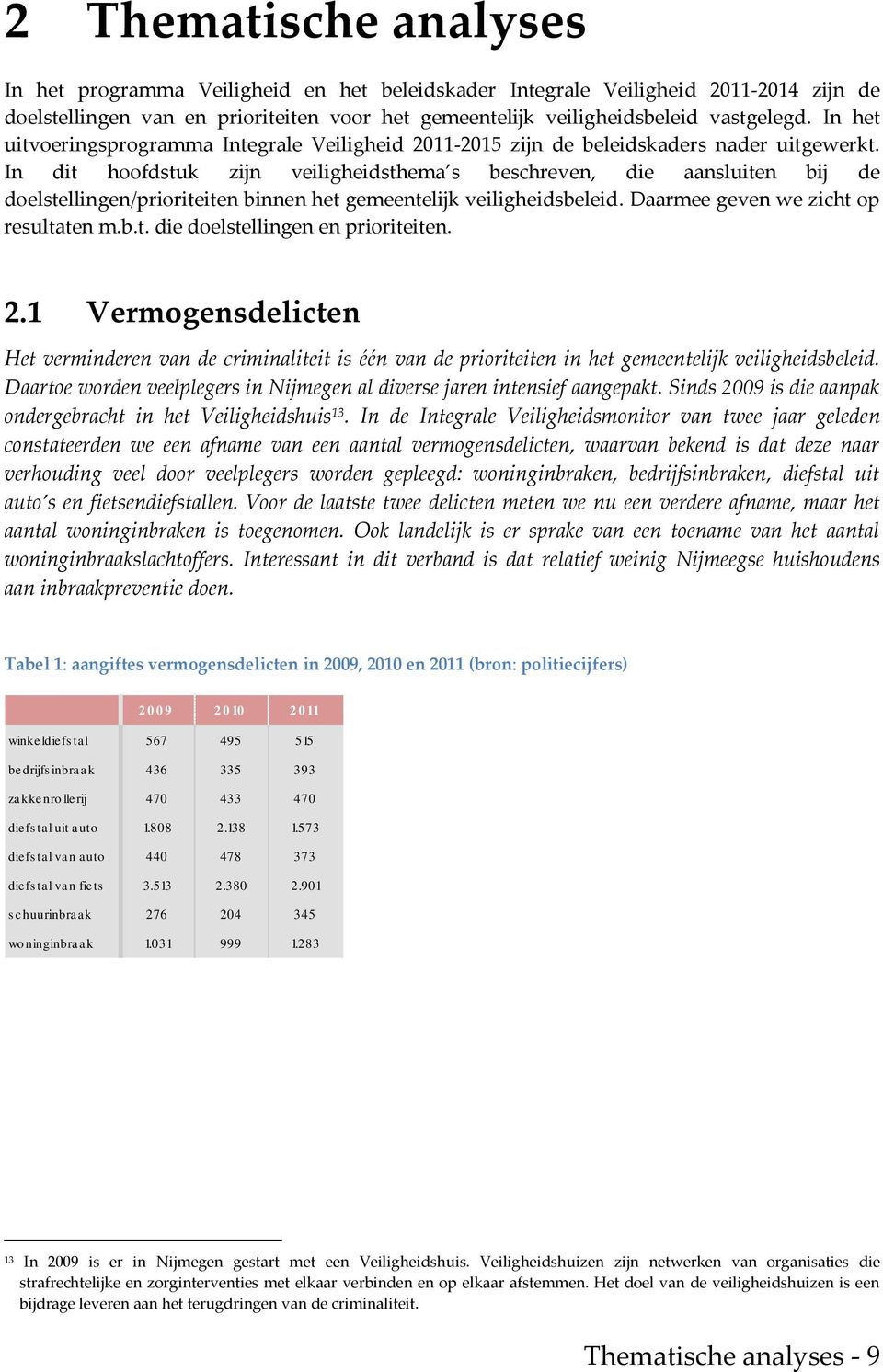 In dit hoofdstuk zijn veiligheidsthema s beschreven, die aansluiten bij de doelstellingen/prioriteiten binnen het gemeentelijk veiligheidsbeleid. Daarmee geven we zicht op resultaten m.b.t. die doelstellingen en prioriteiten.