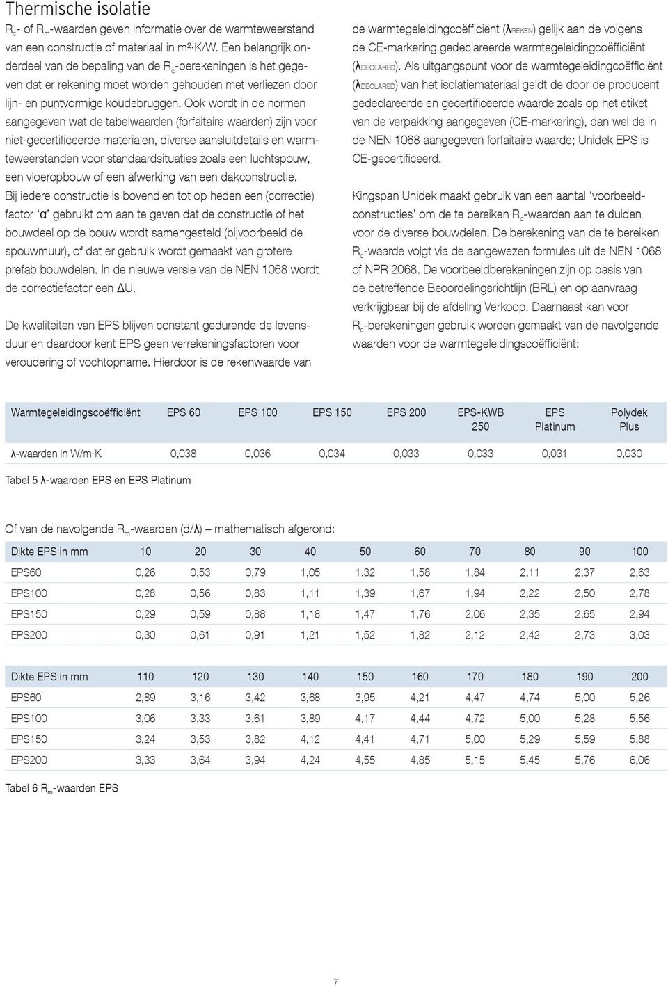 Ook wordt in de normen aangegeven wat de tabelwaarden (forfaitaire waarden) zijn voor niet-gecertificeerde materialen, diverse aansluitdetails en warmteweerstanden voor standaardsituaties zoals een