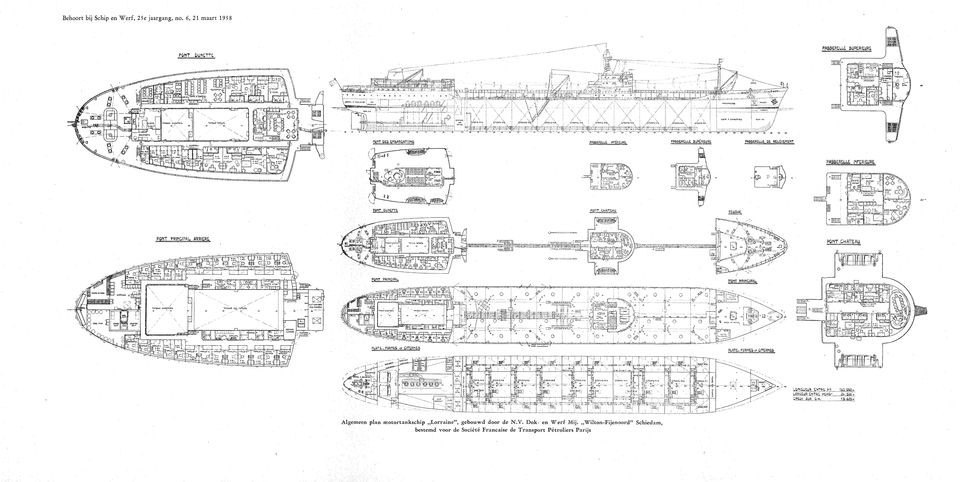 PRIPiGIPAL ARRIERE A lgem een plan m otortankschip L orrains, geb ou w d door