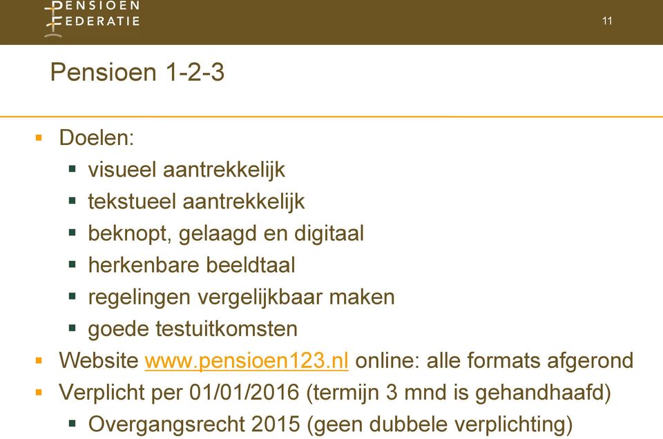 testuitkomsten Website www.pensioen123.