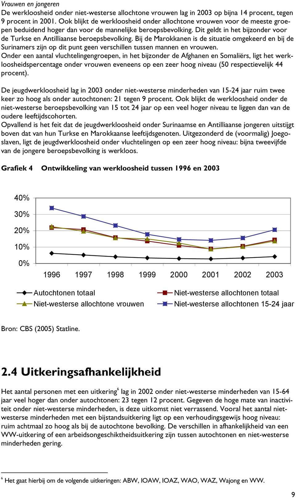 Dit geldt in het bijzonder voor de Turkse en Antilliaanse beroepsbevolking. Bij de Marokkanen is de situatie omgekeerd en bij de Surinamers zijn op dit punt geen verschillen tussen mannen en vrouwen.