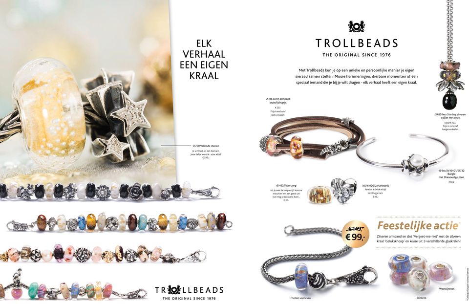 L5116 Leren armband bruin/lichtgrijs 30,- Prijs is exclusief slot en kralen. 54801xxx Sterling zilveren collier met onyx vanaf 127,- Prijs is exclusief hanger en kralen.