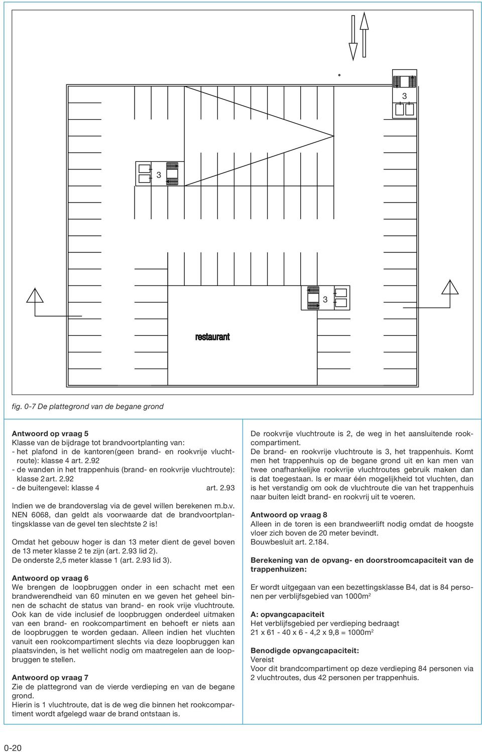 .9 - de wanden in het trappenhuis (brand- en rookvrije vluchtroute): klasse art..9 - de buitengevel: klasse art..9 Indien we de brandoverslag via de gevel willen berekenen m.b.v. NEN 6068, dan geldt als voorwaarde dat de brandvoortplantingsklasse van de gevel ten slechtste is!