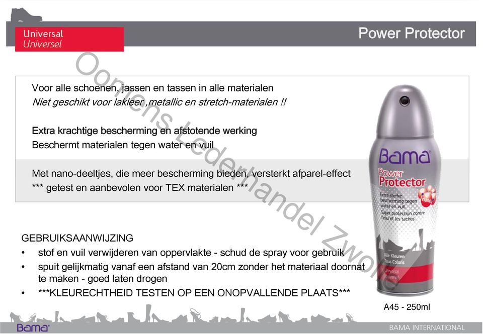 afparel-effect *** getest en aanbevolen voor TEX materialen *** GEBRUIKSAANWIJZING stof en vuil verwijderen van oppervlakte - schud de spray voor