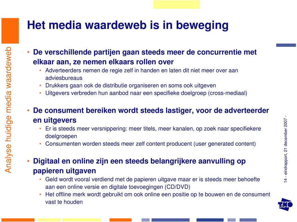 (cross-mediaal) De consument bereiken wordt steeds lastiger, voor de adverteerder en uitgevers Er is steeds meer versnippering: meer titels, meer kanalen, op zoek naar specifiekere doelgroepen