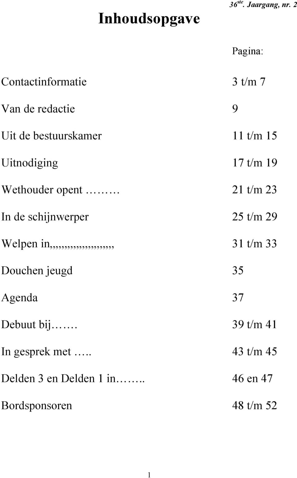 Uitnodiging 17 t/m 19 Wethouder opent 21 t/m 23 In de schijnwerper 25 t/m 29 Welpen