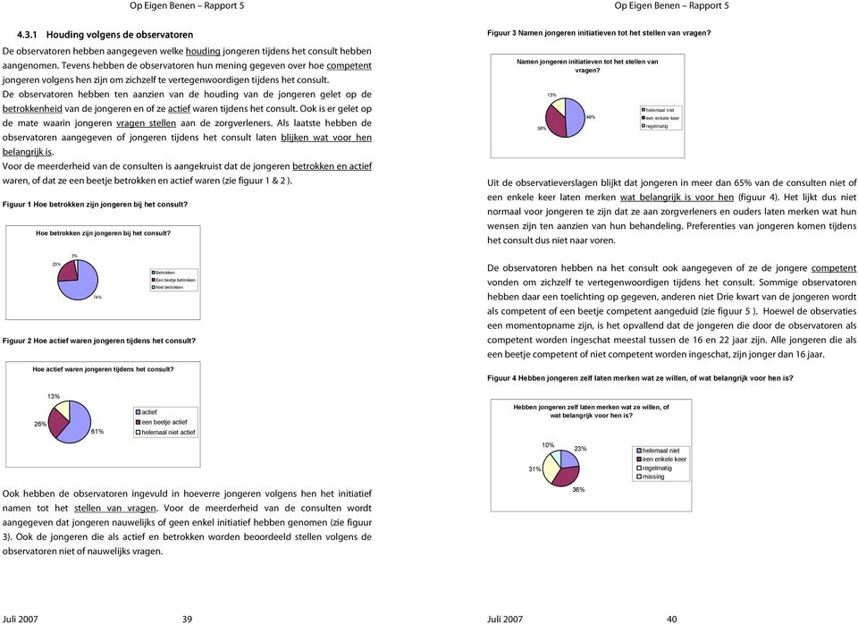 De observatoren hebben ten aanzien van de houding van de jongeren gelet op de betrokkenheid van de jongeren en of ze actief waren tijdens het consult.