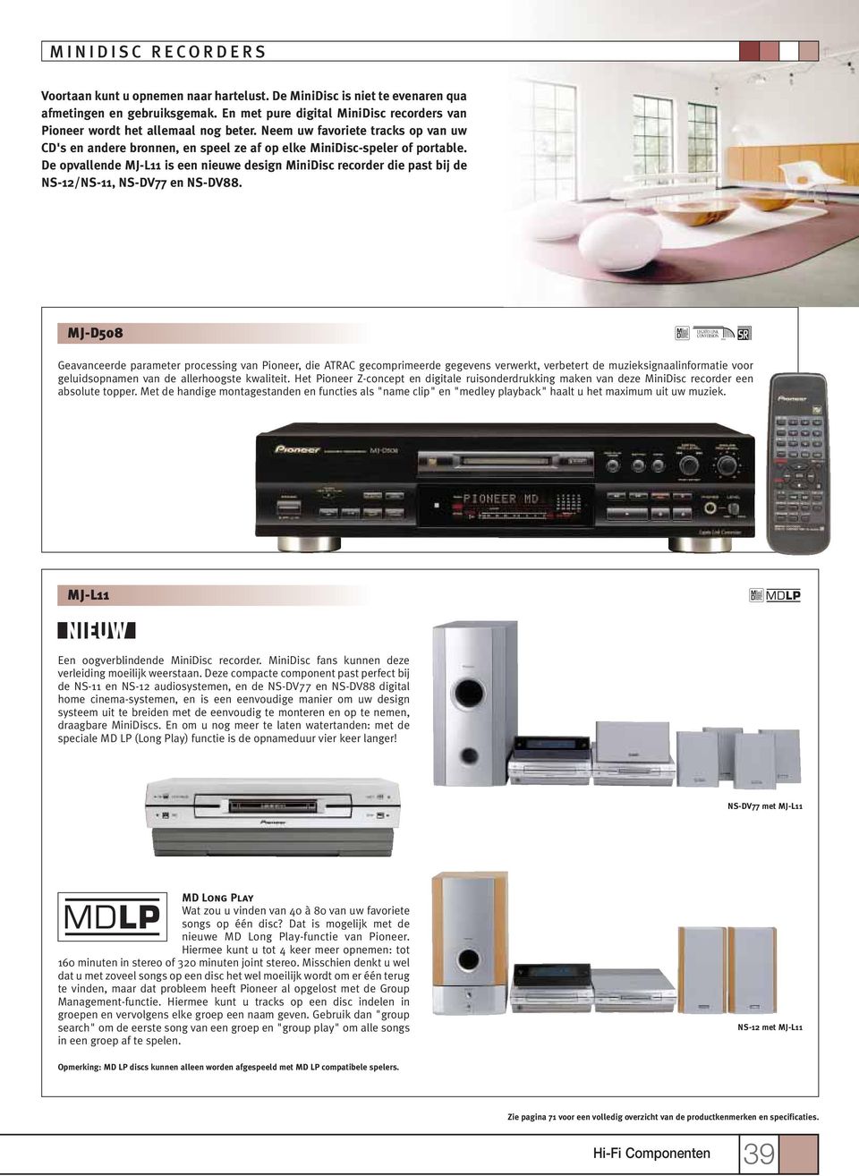 De opvallende MJ-L11 is een nieuwe design MiniDisc recorder die past bij de NS-12/NS-11, NS-DV77 en NS-DV88.