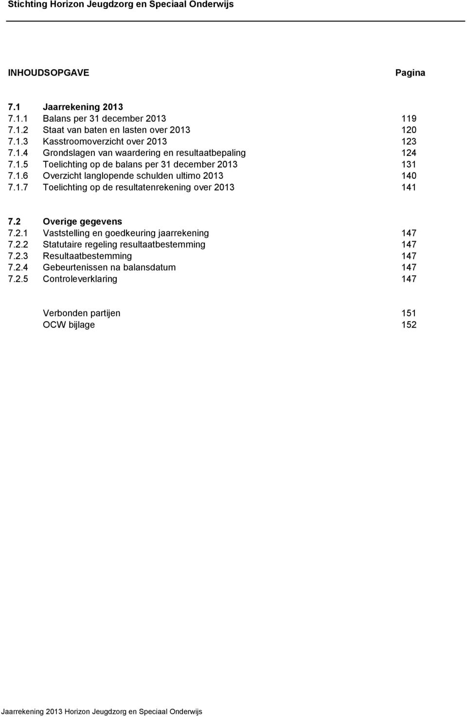 2 Overige gegevens 7.2.1 Vaststelling en goedkeuring jaarrekening 147 7.2.2 Statutaire regeling resultaatbestemming 147 7.2.3 Resultaatbestemming 147 7.2.4 Gebeurtenissen na balansdatum 147 7.