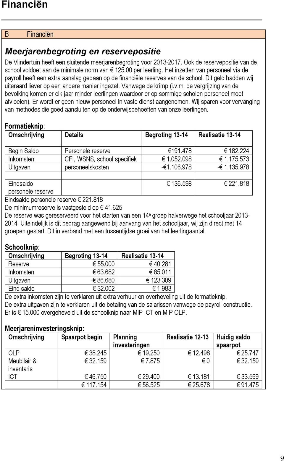 Het inzetten van personeel via de payroll heeft een extra aanslag gedaan op de financiële reserves van de school. Dit geld hadden wij uiteraard liever op een andere manier ingezet.