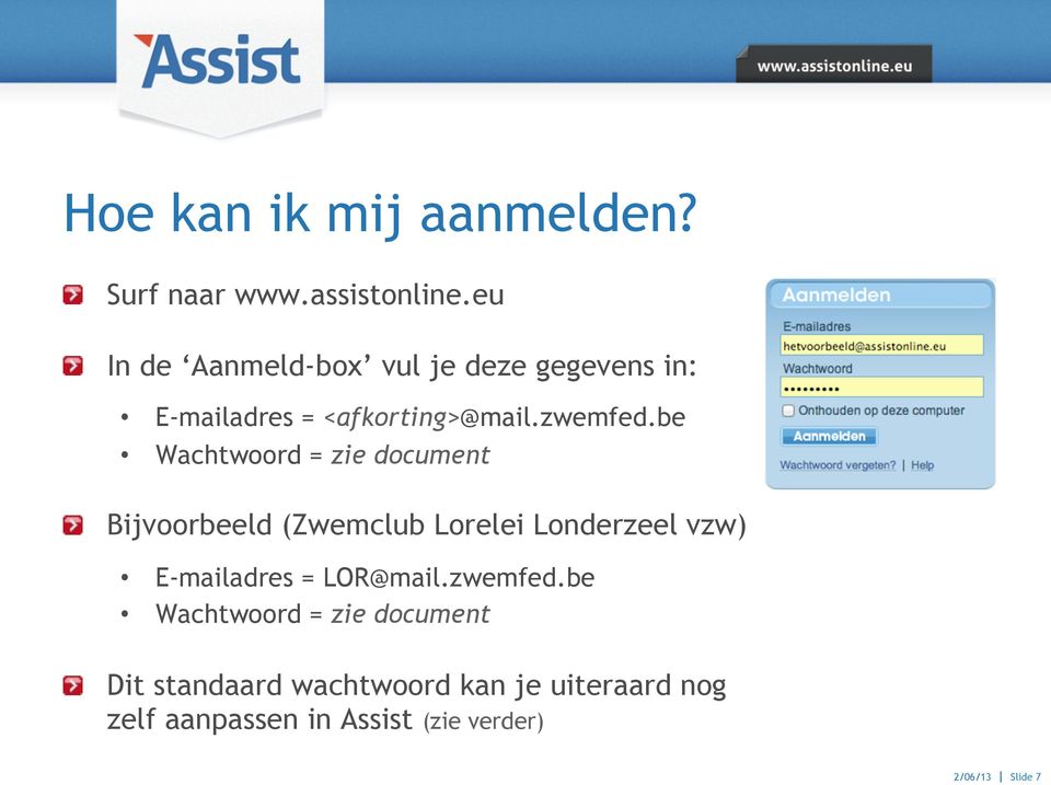 be Wachtwoord = zie document!