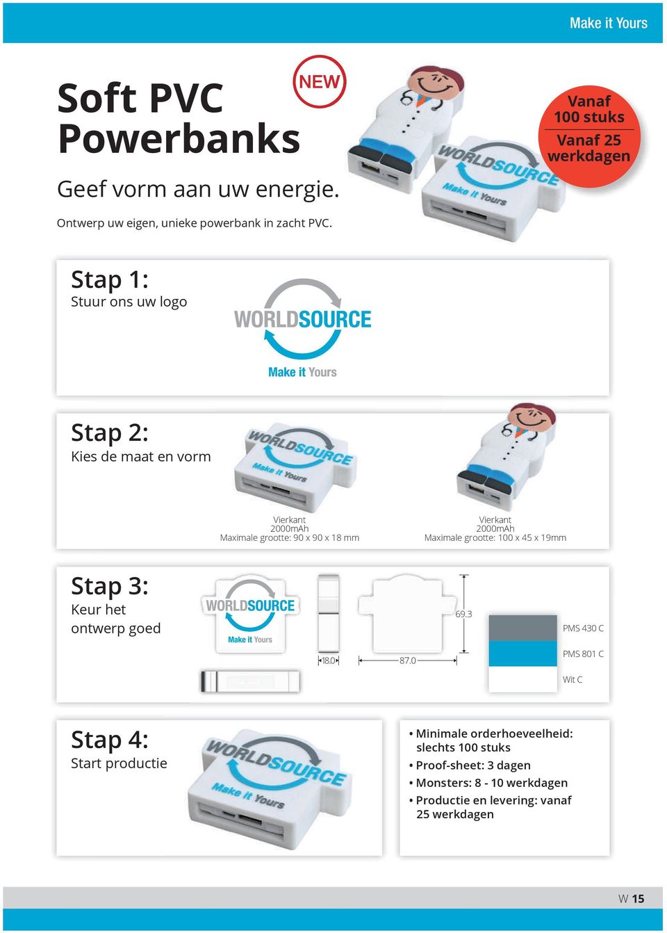 Maximale grootte: 100 x 45 x 19mm Stap 3: Keur Approve het the design ontwerp goed 69.3 PMS 430 C 18.0 87.