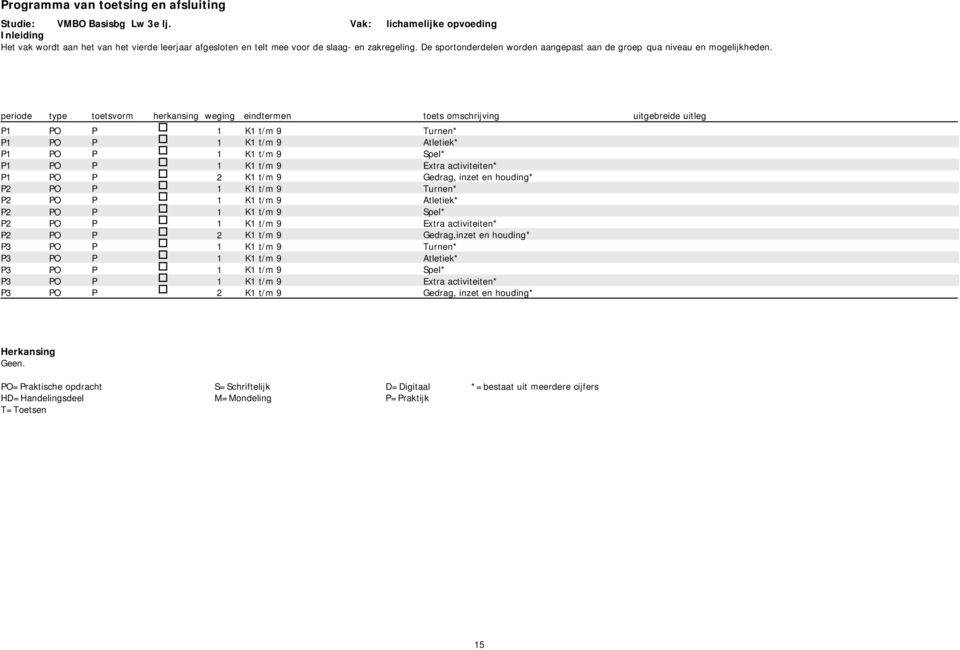 periode type toetsvorm herkansing weging eindtermen P PO P K t/m 9 P PO P K t/m 9 P PO P K t/m 9 P PO P K t/m 9 P PO P K t/m 9 P PO P K t/m 9 P PO P K t/m 9 P PO P K t/m 9 P PO