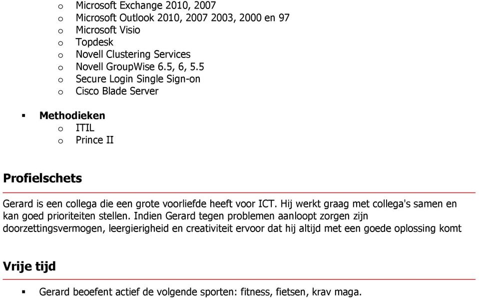 Hij werkt graag met cllega's samen en kan ged pririteiten stellen.
