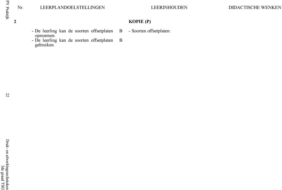 - De leerling kan strooifolie gebruiken. - De leerling kan de nodige producten voor kopie op een juiste wijze gebruiken. - De leerling kan de milieuvoorzorgen uitvoeren.