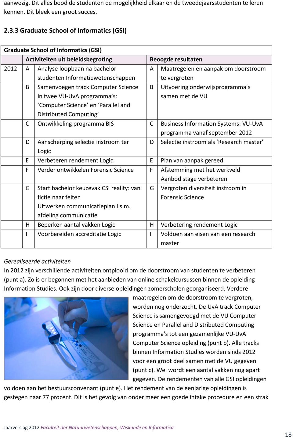 programma s: Computer Science en Parallel and Distributed Computing A Maatregelen en aanpak om doorstroom te vergroten B Uitvoering onderwijsprogramma s samen met de VU C Ontwikkeling programma BIS C