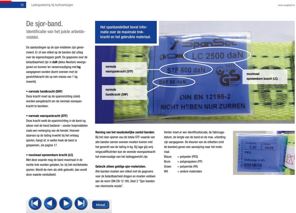 De gegevens over de belastbaarheid zijn in dan (deka-newton) weergegeven en kunnen ter vereenvoudiging met kg aangegeven worden (komt overeen met de gewichtskracht die op een massa van 1 kg inwerkt).