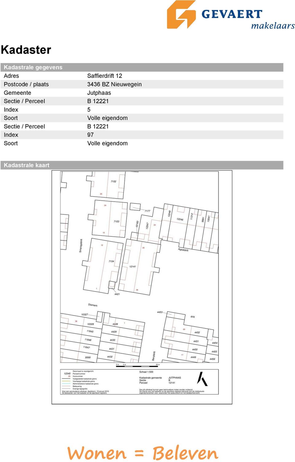 Sectie / Perceel B 12221 Index 5 Soort Volle eigendom