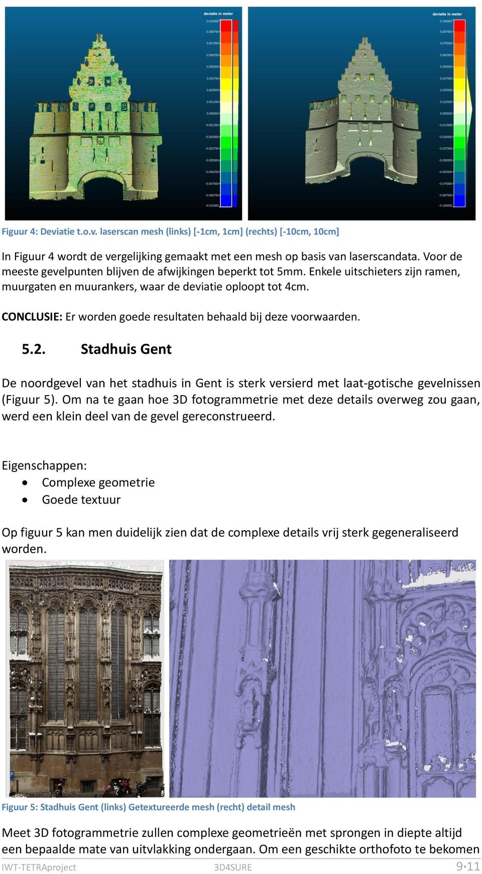 CONCLUSIE: Er worden goede resultaten behaald bij deze voorwaarden. 5.2. Stadhuis Gent De noordgevel van het stadhuis in Gent is sterk versierd met laat-gotische gevelnissen (Figuur 5).