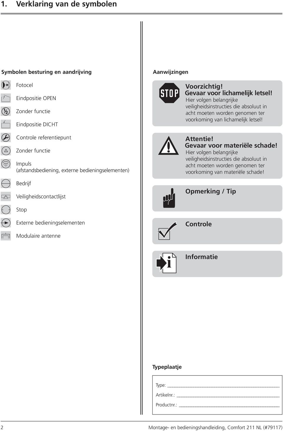 Hier volgen belangrijke veiligheidsinstructies die absoluut in acht moeten worden genomen ter voorkoming van lichamelijk letsel! Attentie! Gevaar voor materiële schade!