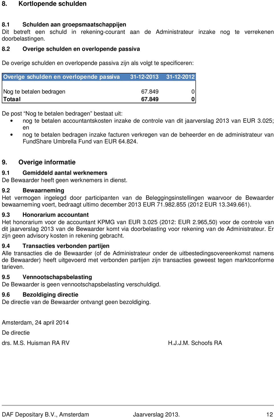 2 Overige schulden en overlopende passiva De overige schulden en overlopende passiva zijn als volgt te specificeren: Overige schulden en overlopende passiva 31-12-2013 31-12-2012 Nog te betalen