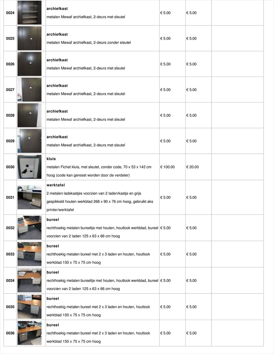 00 0031 werktafel 2 metalen ladekastjes voorzien van 2 laden/kastje en grijs gespikkeld houten werkblad 268 x 90 x 76 cm hoog, gebruikt aks /werktafel 0032 rechthoekig metalen tje met houten,