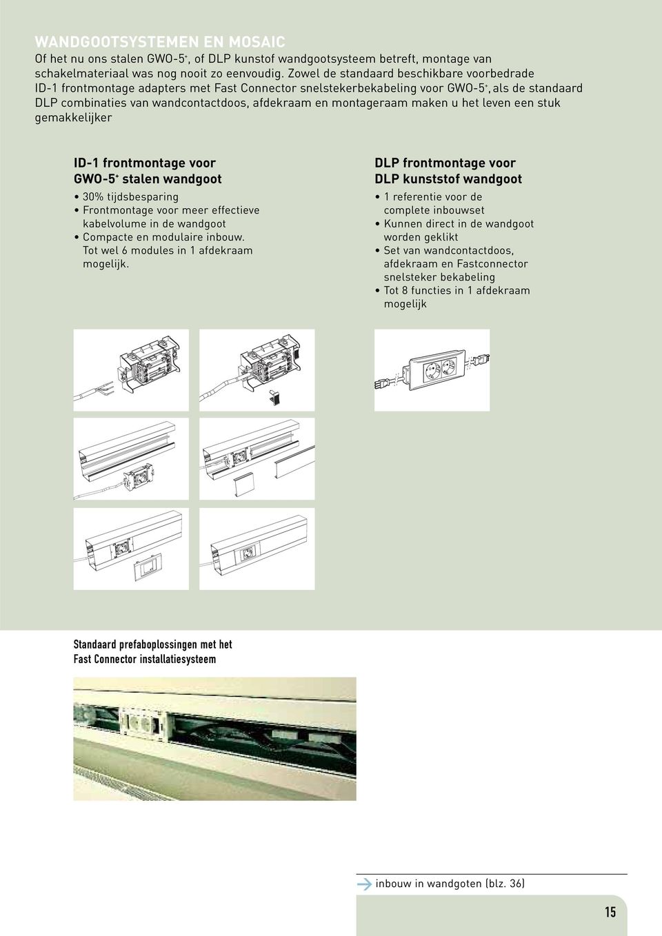 montageraam maken u het leven een stuk gemakkelijker ID-1 frontmontage voor GWO-5 + stalen wandgoot 30% tijdsbesparing Frontmontage voor meer effectieve kabelvolume in de wandgoot Compacte en