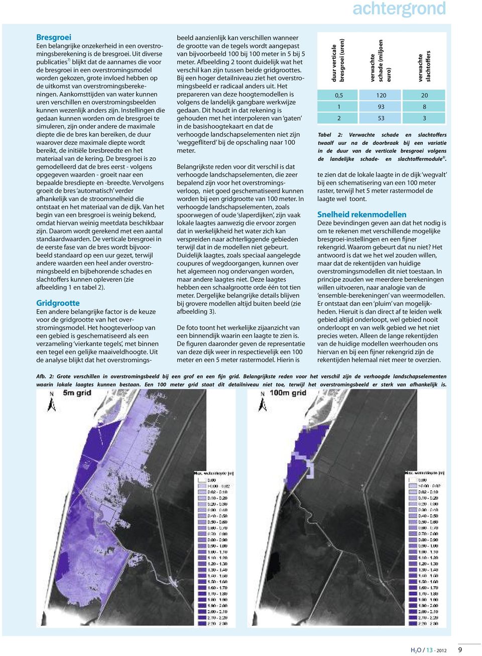 Aankomsttijden van water kunnen uren verschillen en overstromingsbeelden kunnen wezenlijk anders zijn.