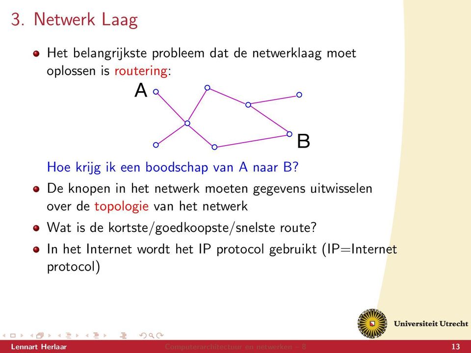 De knopen in het netwerk moeten gegevens uitwisselen over de topologie van het netwerk B Wat is
